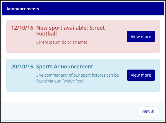 Sport Noticeboard Announcement